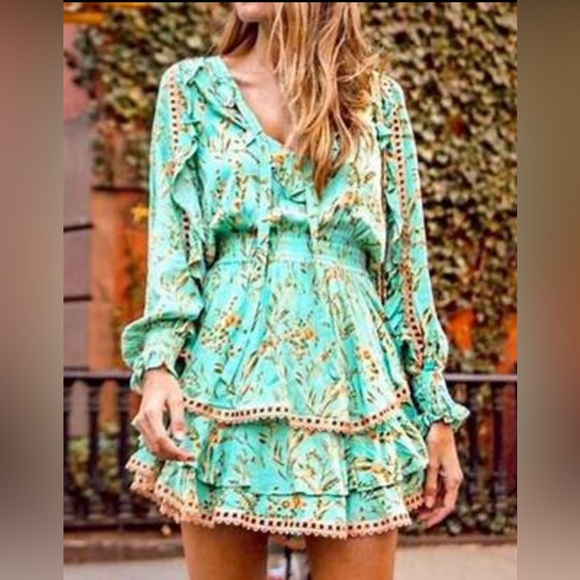 🌸 BNWT Spell Maisie Playdress Vintage Turquoise Size XS - Picture 1 of 5